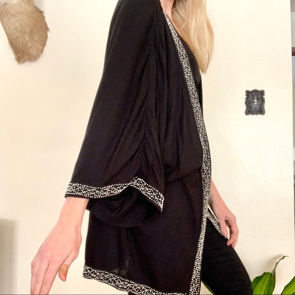 Anthropologie Leifnotes Black Beaded Kimono - Picture 4 of 10